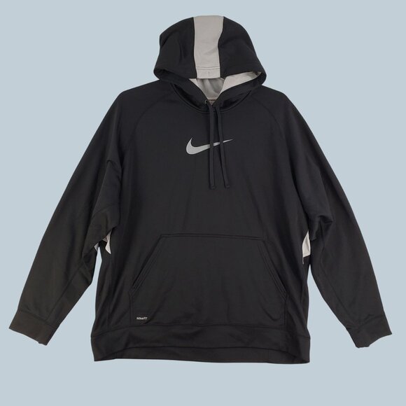 Nike Mens Black & Gray Pullover Hoodie Drawstring Hood & Kangaroo Pocket XXL - Picture 1 of 9